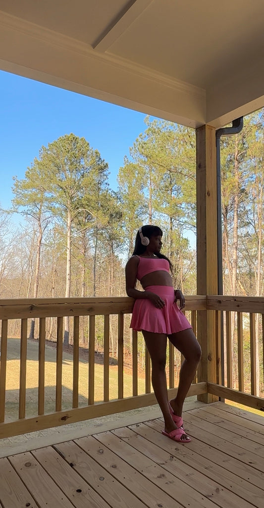 Effortlessly Out & Active Flared Active Skirt- Hot Pink