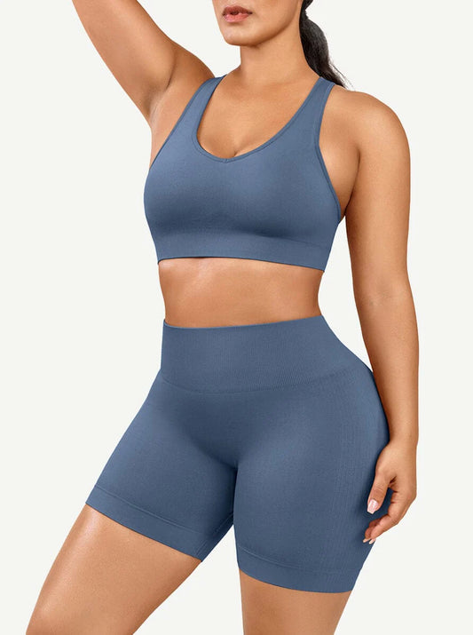 Sexy V Neck Seamless Sculpting Sports Top