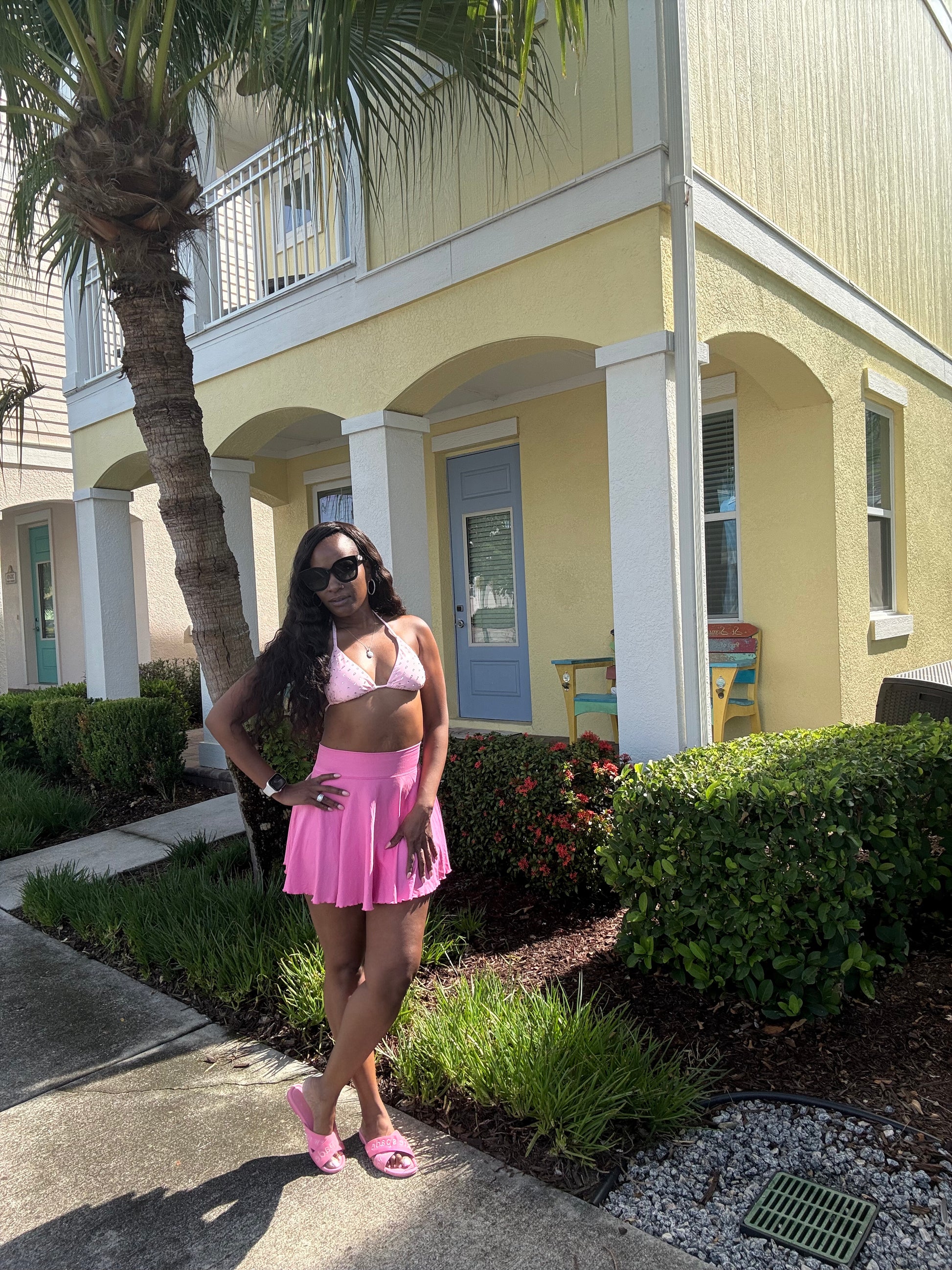 Effortlessly Out & Active Flared Active Skirt- Hot Pink