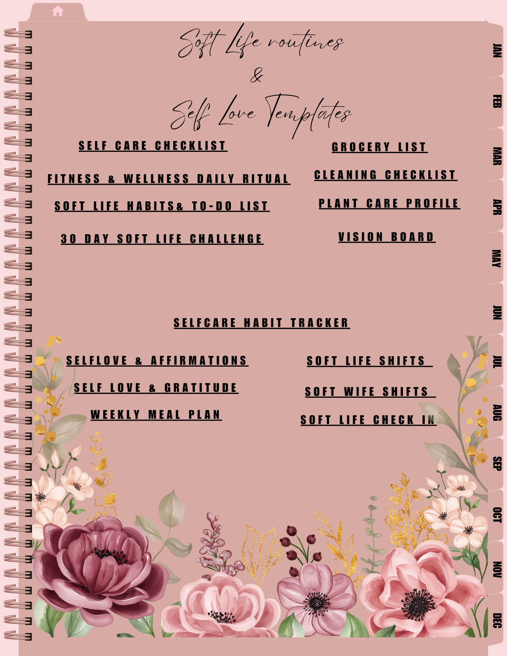 The Soft Life Wellness Journal Planner | GoodNotes, Notability (iPad & Tablet) | Soft Life Undated Planner, Life Planner | Daily Weekly Planner