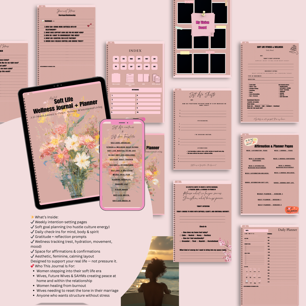 The Soft Life Wellness Journal Planner | GoodNotes, Notability (iPad & Tablet) | Soft Life Undated Planner, Life Planner | Daily Weekly Planner
