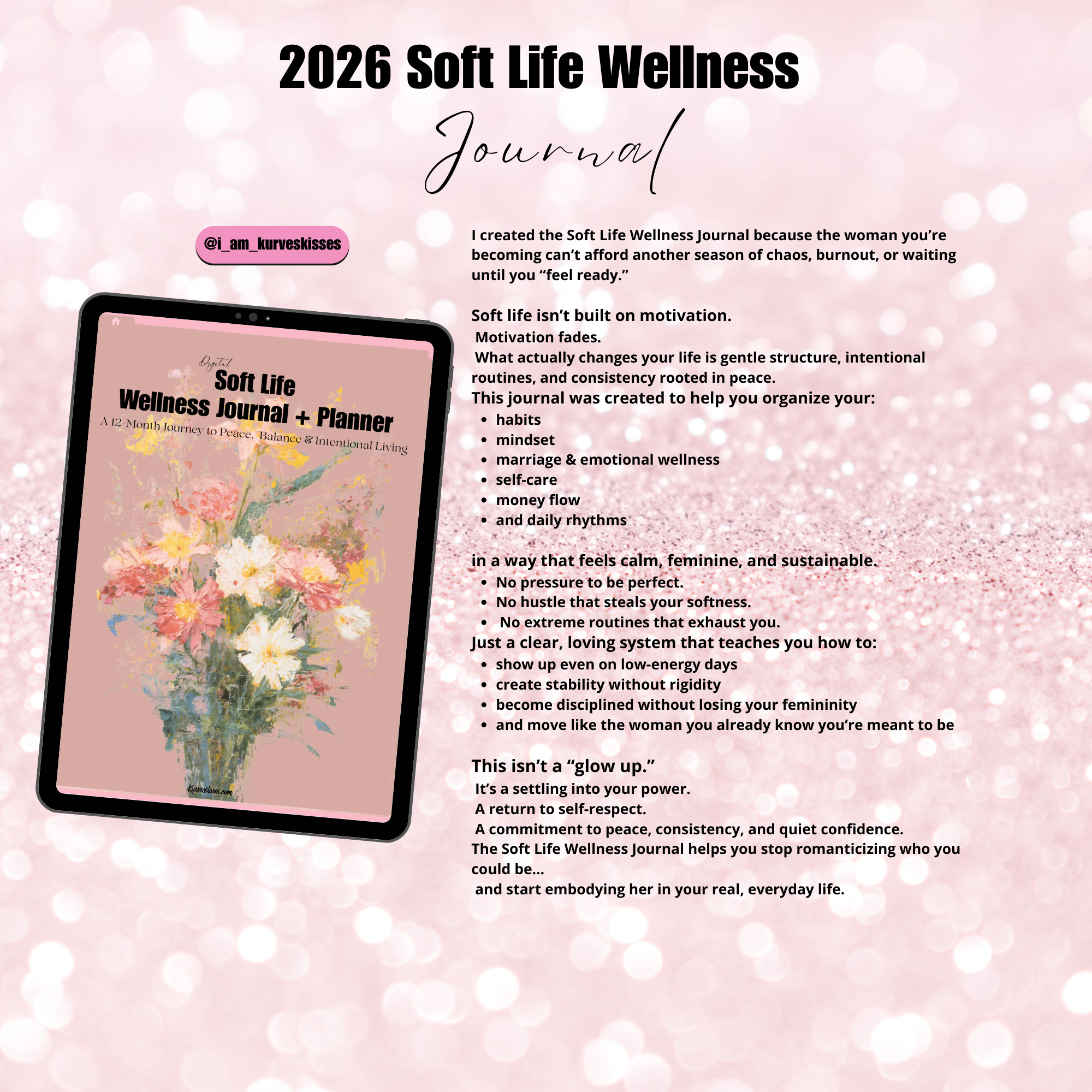 The Soft Life Wellness Journal Planner | GoodNotes, Notability (iPad & Tablet) | Soft Life Undated Planner, Life Planner | Daily Weekly Planner