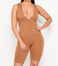 Mocha Ribbed Active Romper